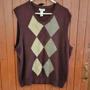 Dockers Men's Argyle Sweater Vest - Burgundy & Beige, Size Large